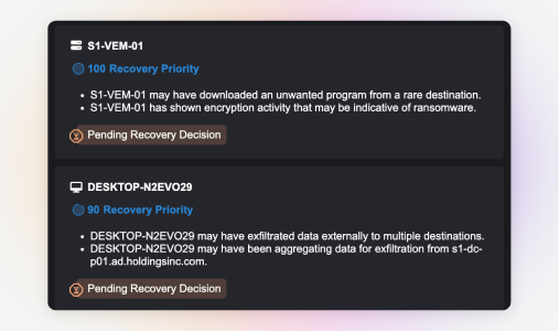 Recovery Decision Notifications
