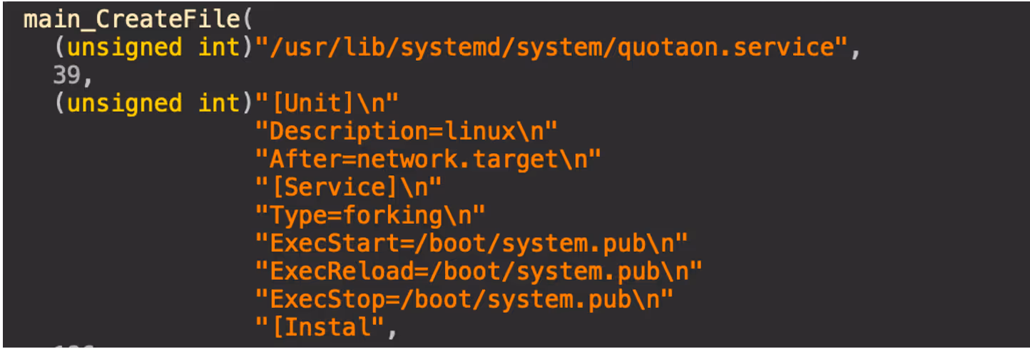 The creation of the systemd persistence service.