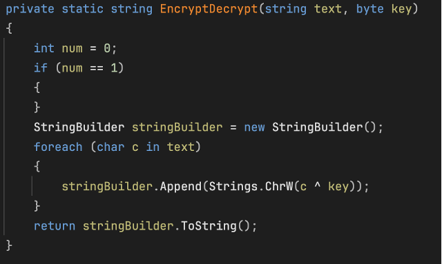 The “EncryptDecrypt” function 
