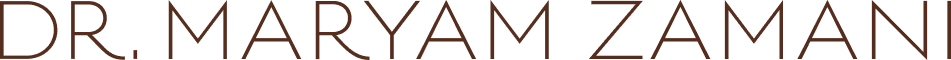 Text reading 'DR MARYAM ZAMAN' in a stylized red font on a white background.