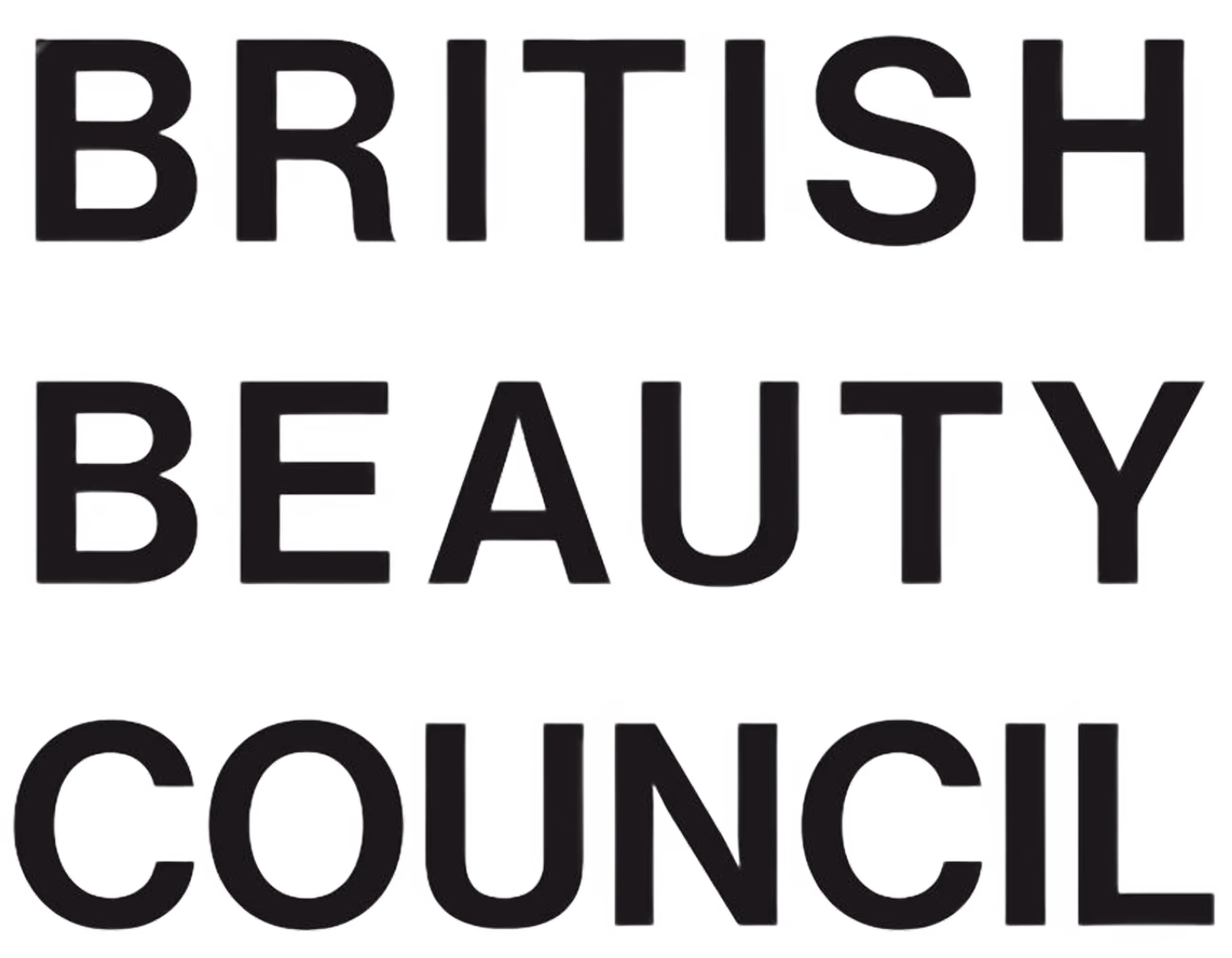 Bold black text reading 'BRITISH BEAUTY COUNCIL' on a transparent background.
